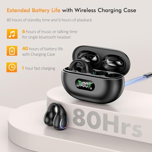 with Digital Display Charging Case Sport Earphones Built-in Mic Waterproof for Running Fitness Exercise