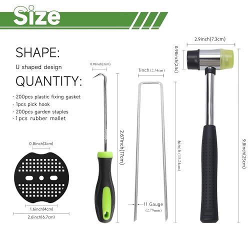 Hook Tool & Rubber Mallet for Weed Fabric & Landscaping