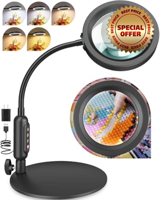 30X 10X Magnifying Glass with Light and Stand