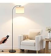 SIBRILLE Floor Lamp with Linen Shade, Dimmable Tall Standing Lamp with Remote Control & 3 Color T...