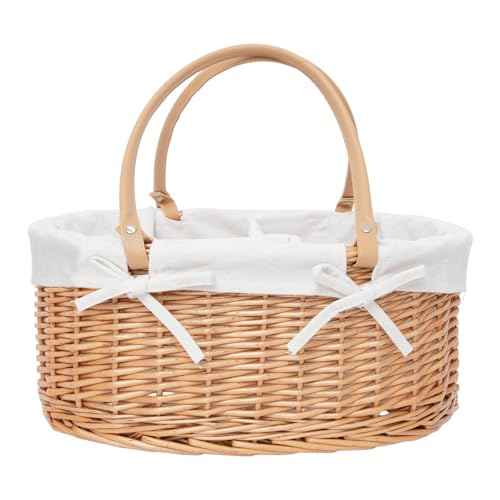 Woven Baby Organizer for Nursery | Detachable Lining basket with PU Handles - Natural Woven Caddy for Newborn Bath