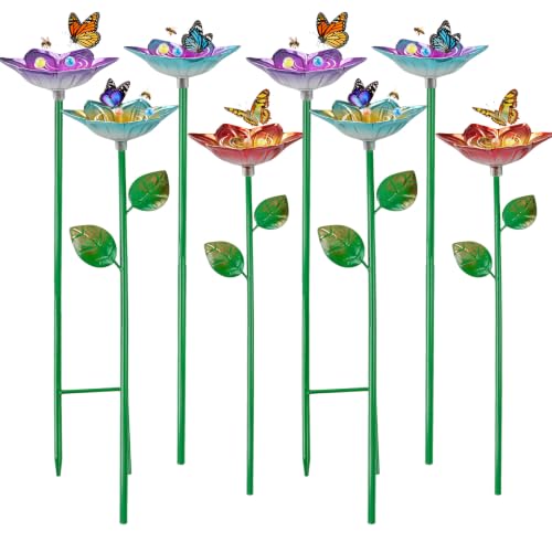 Lily Flower Metal Bee Bath with Landing Marbles