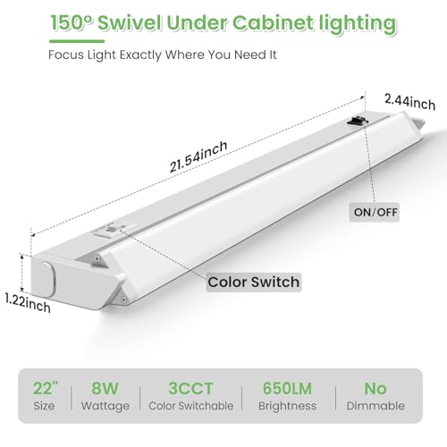 22 Inch Linkable LED Under Cabinet Lights with Plug