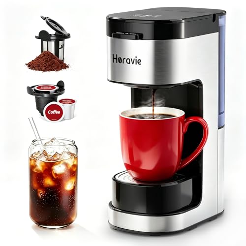 Hot and Iced Coffee Maker for Pod and Ground