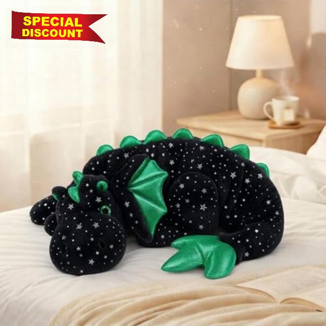 ARELUX Large 36in Cute Dragon Stuffed Animals Plush Toy Soft Black Star Pterosaur Plushie Giant Fuzzy Dinosaur Pillow Plushies with Green Wings Cuddly for Friends