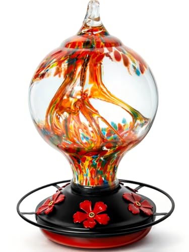 34 oz Hand-Blown Glass Bird Feeders | Unique Garden Gift