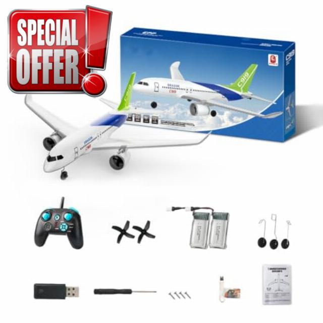 C919 Style RC Plane 2.4G 3 Channel Foam Glider Aircraft RTF                                                          Ducted-fan airliner shape with 200 m remote flying range