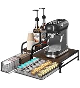 Coffee Bar Organizer with Pod Holder Drawer, 4 Syrup Bottle 40 Pods Capacity for Nespresso, Coffe...