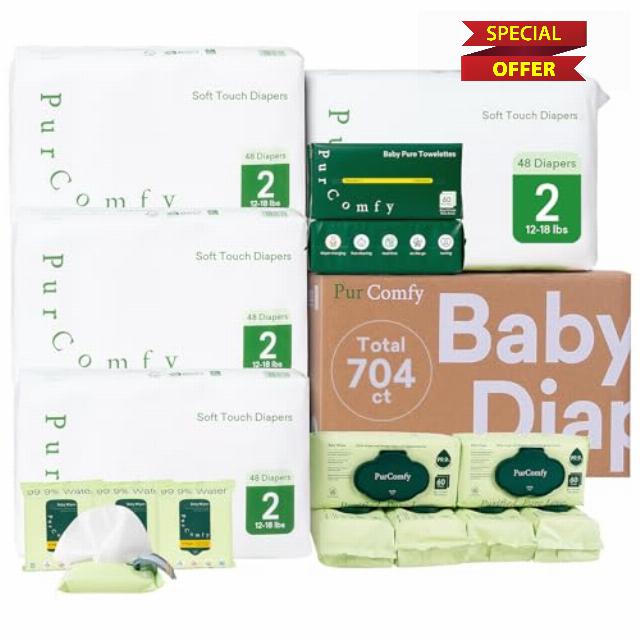 PurComfy Baby Diapers and Wipes Kit