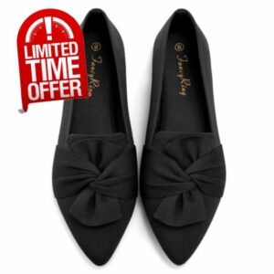 Women's Pointed Toe Bow Lightweight Ballet Knit Flats                                                          Breathable