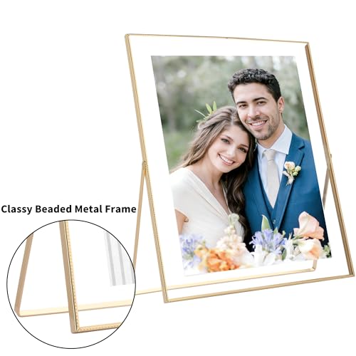 Beautiful Metal Beaded Edge Frames Adjustable Tabletop/Shelf Photo Frame