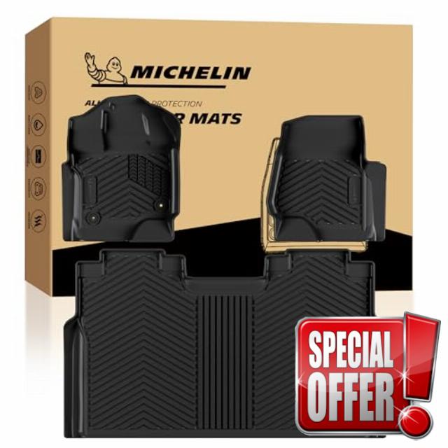 Michelin Vehicle Mats for 2015-2026 Ford F150/2022-2026 Lightning Crew Cab                                                          Fit SuperCrew Cab 2nd Row w/o Fold Flat Storage Carpet Floor