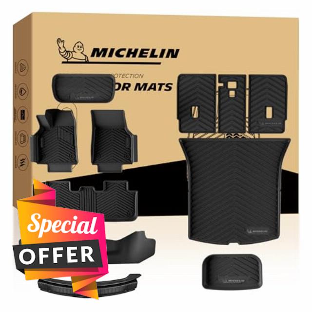 Michelin Vehicle Mat for 2025-2027 Tesla Model Y Juniper 5 Seat (12 Piece) | Floor Mats & Frunk & Trunk & Seat Back Mats & Rear Bumper Protector