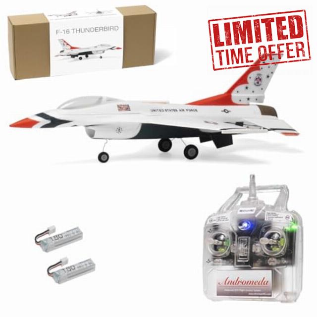 MinimumRC F-16 Thunderbird RC EDF Jet Kit 30mm Ducted Fan 2S Gyro Stabilized Delta Wing Foam Aircraft Model(Left-Hand/Brushed Motor/2 Battery)