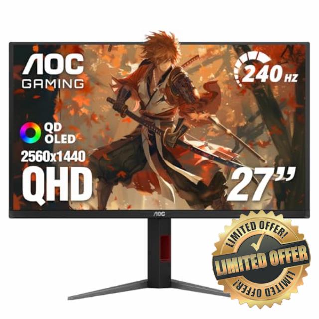 AOC 27" Gaming Monitor QHD 240Hz QD OLED NVIDIA G-SYNC Compatible Q27GAZDV                                                          2560×1440 Computer Monitor