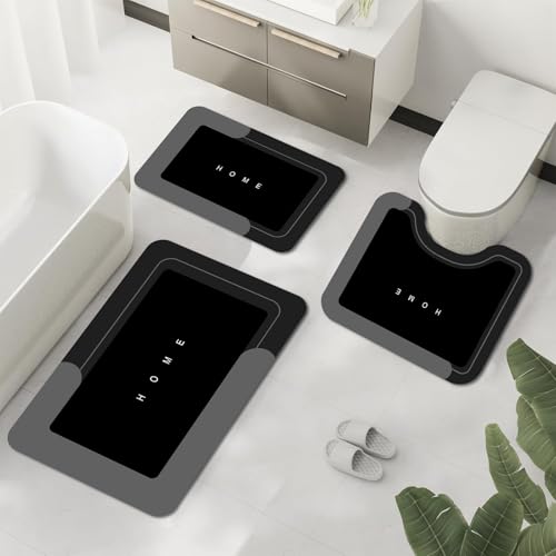 Black Modern Bathroom Rug