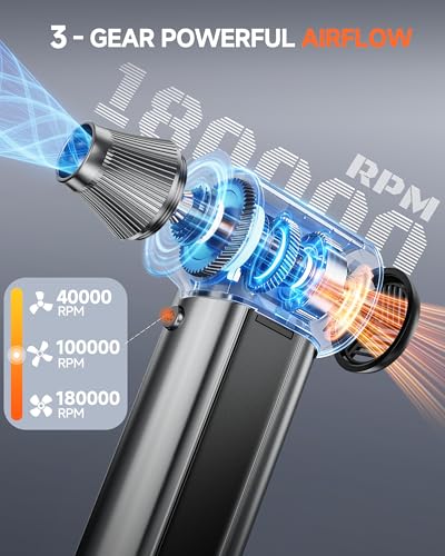 180000RPM Air Blower for Cleaning (Grey)                                                          Cordless Air Duster