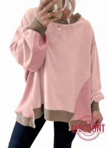 SHEWIN Womens Sweatshirt Crew Neck Waffle Knit Tops Color Block Oversized Long Sleeve Shirts Fall Outfits for Women 2026