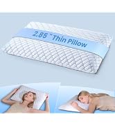 Tuozaiira 2.25" Ultra Thin Memory Foam Pillow with Cool-to-Touch Cover, Low Profile Flat Bed Pill...