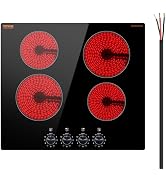 VEVOR Electric Cooktop, 12 inch 2 Burners Built-in Electric Stove Top, 3000W Ceramic Top Radiant ...