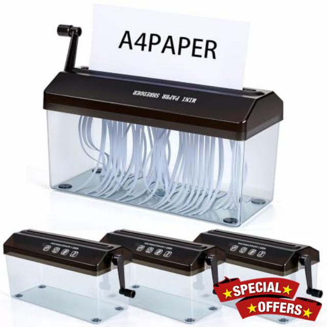 Poola 4 Pack A4 Hand Shredder Portable Manual Paper Cutter for Office Black                                                          Portable Manual Operation