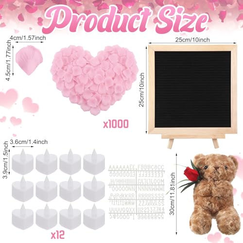 Bear Stuffed Animal Gift with Rose DIY Felt Letter Board Sign for Surprise