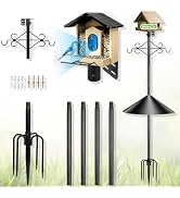 Tegarbed Heavy Duty Double Shepherd Hooks for Outdoor with 5-Prong Base, 72inch Adjustable Decora...