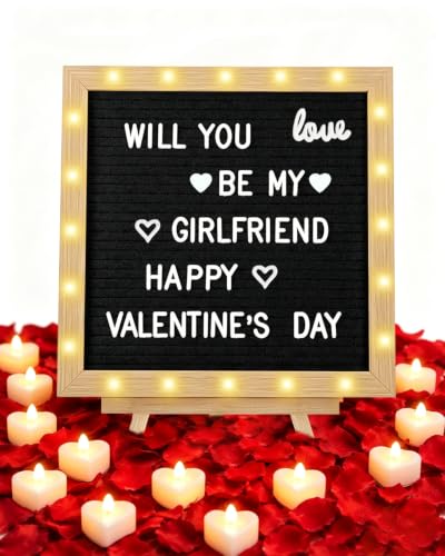 with Wood Stand & Lights for Valentine's Day