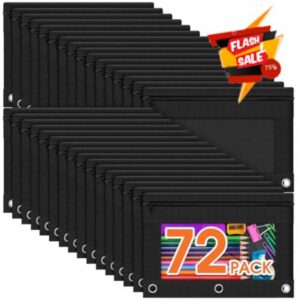 72 Pack Pencil Pouch for 3 Ring Binder