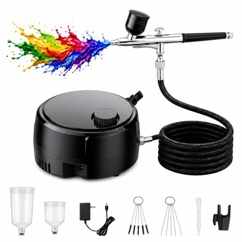 48 PSI High Pressure Airbrush Non-Clogging with 5/20/40ml Paint Cups & Cleaning Set for Cake Decorating