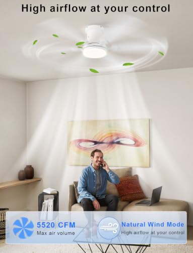 White Ceiling Fan for Bedroom Living Room/Outdoor Use