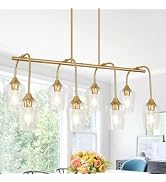 Modern Chandelier for Dining Room (25inch, 6-Light), Brushed Nickel Dining Room Light Fixture Ove...