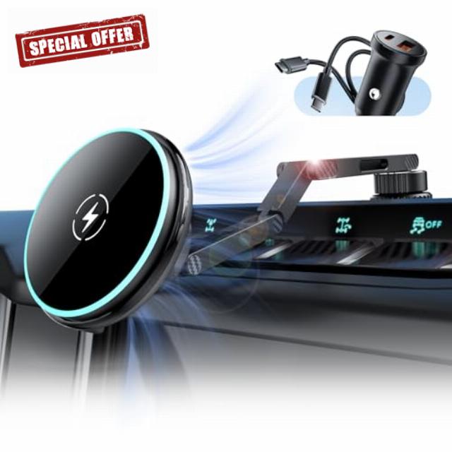 15W Wireless Charger Magnetic Phone Mount for Ford Bronco 2021-2026 2/4 Door
