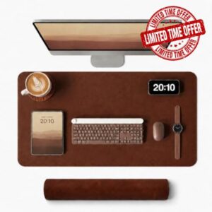 Leather Desk Mat & Mouse Pad - Desk Blotter Large 31.5X 15.8in                                                          Desk Pad Protector for Office Desk