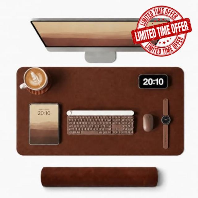 Leather Desk Mat & Mouse Pad - Desk Blotter Large 31.5X 15.8in                                                          Desk Pad Protector for Office Desk