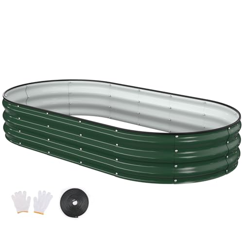 6x3x1ft Galvanized Outdoor Planter Beds with Safety Edging and Gloves