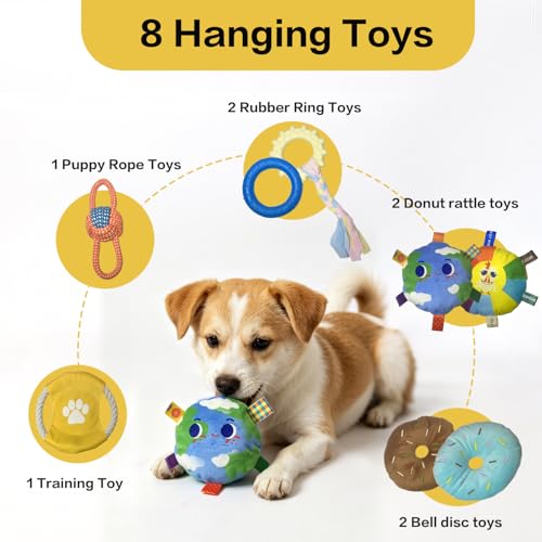 19" PVC Frame with Teething Squeaky Toys to Keep Them Busy