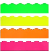 Whaline 32.8 Ft Classroom Bulletin Board Borders Neon Color Dot Stripe Die-Cut Rolled Border Trim...
