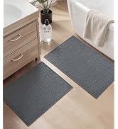 YIHOUSE Bathroom Rugs Sets 2 Piece Gray, Non Slip Bath Mats Sets of 2 Quick Dry, Absorbent Washab...
