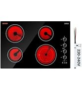 VEVOR Built in Electric Stove Top, 30inch 4 Burners, 240V Glass Radiant Cooktop with Sensor Touch...