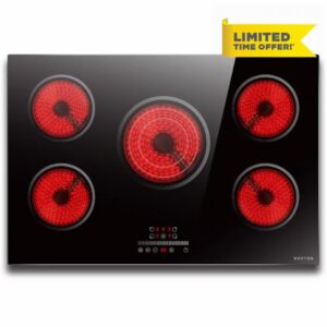 Noxton Electric Cooktop 30 Inch Electric Stove 5 Burners with Triple Ring                                                          Built-in Radiant Ceramic Cooktop