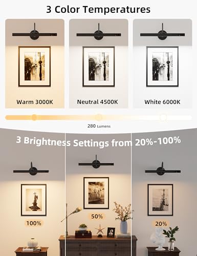 1 Pack Black | 3 Color Temperatures Rechargable Picture Light Battery Operated
