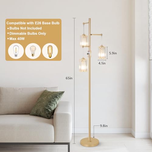 Brass Corner Tall Floor Lamp for Bedroom