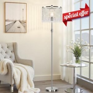 【Upgraded】 Dimmable Crystal Floor Lamps for Living Room