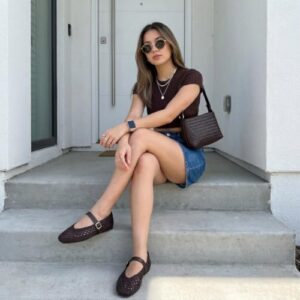 Woven Ballet Flats with Adjustable Buckle Strap