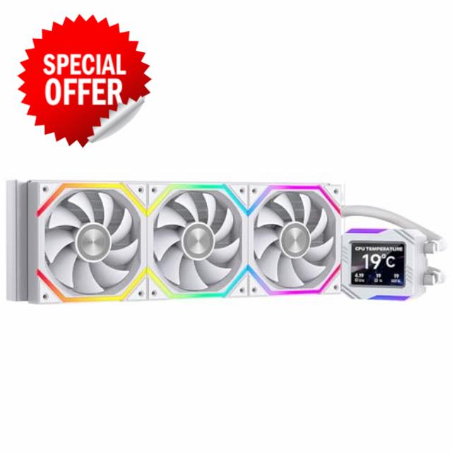 Astroshel V2G 360 Argb Water Cooling CPU Cooler|3 * 120mm PWM Fans with 2000RPM|Customizable LCD Digital Display Screen|for Intel LGA1851/1700/1200/115X AMD AM4/AM5(White-360mm)