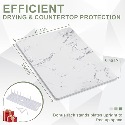 Ultra Absorbent Diatomaceous Earth Dry Stone Mats with Dish Rack for Dished