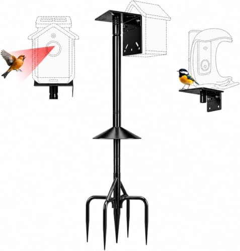 Outdoor Bird House Pole Mount for Hanging Feeders (Black
