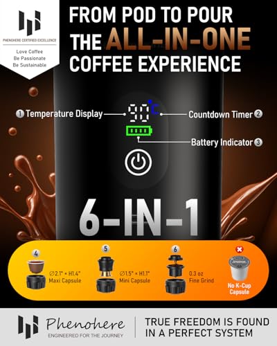 compatible with Large/Small Capsules&Coffee Powder for Travel
