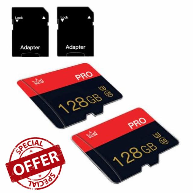 2 Pack 128GB Micro sd Card Class 10 Memory Card with Adapter High Speed TFCard for Tablet